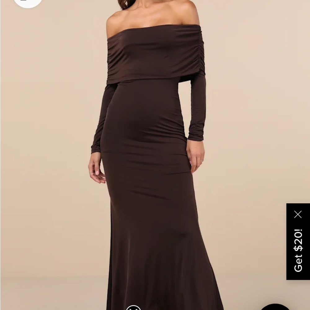 Elegant Off-Shoulder Brown Dress